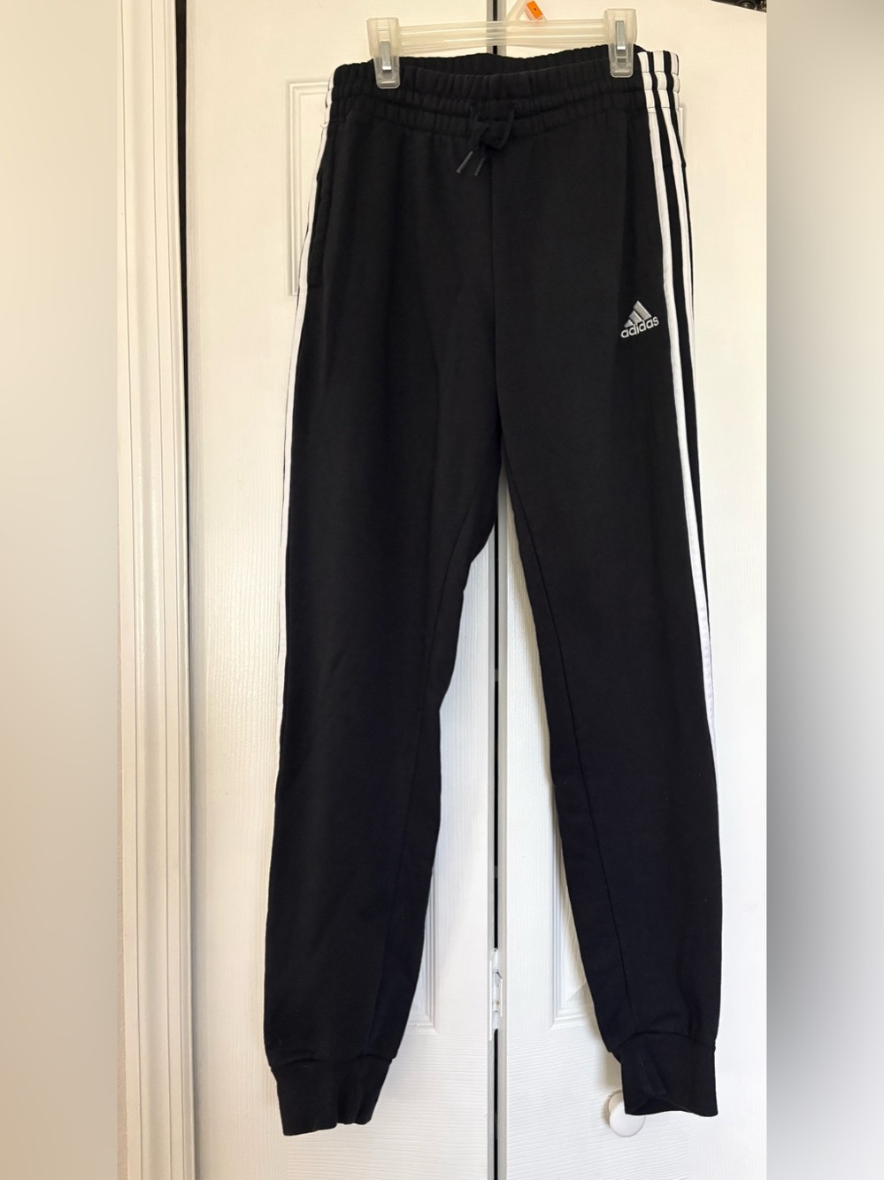 adidas Black Jogger Pants with White Side Stripes